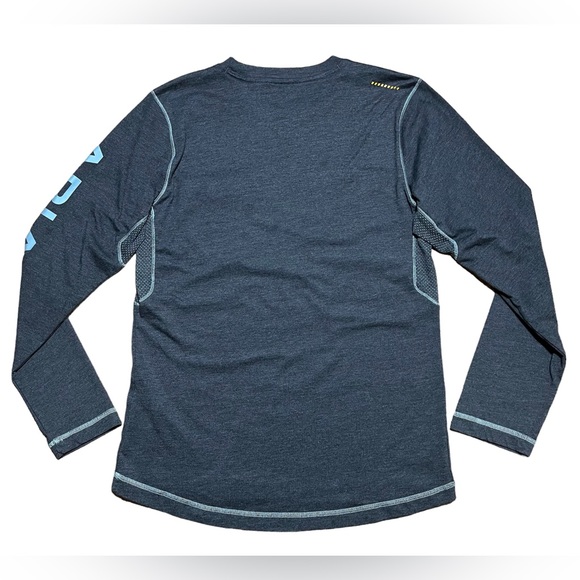 Ariat Wm’s Rebar Workman Logo Long Sleeve T-shirt  In Charcoal Gray Sz S - Picture 2 of 14
